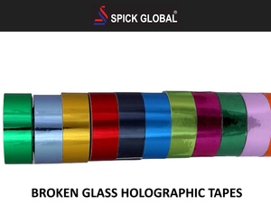เทปโฮโลแกรมลายกระจกแตกแบบมีกาวในตัว สำหรับห่อของขวัญ ตกแต่ง งานฝีมือ DIY เทปสะท้อนแสงแบบม้วน - Product Image 1