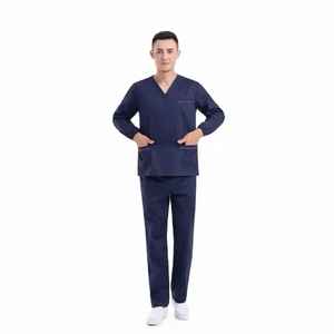 Ensemble d'uniformes d'hôpital unisexe en coton léger, blouses d'infirmière personnalisées avec poches, tissu satiné élégant, vente chaude - Product Image 4