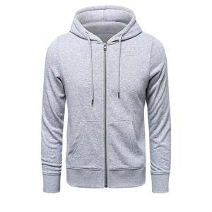 Sweat-shirt décontracté zippé à capuche pour homme, en molleton chaud doublé, couleur unie, pour l'automne, style transfrontalier - Product Image 3