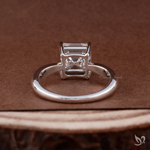 3.0 carat asscher cut lab grown diamond <b>ring</b> pinched shank <b>solitaire</b> 10K white gold luxury geometric engagement <b>ring</b> - Product Image 2