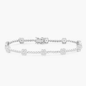 Lab Grown Diamond Tennis <b>Bracelet</b> Custom 10k 14k 18k Gold 925 Silver Round Cut 3 ct Floral Cluster <b>Stacking</b> Link Chain Wholesale - Product Image 3