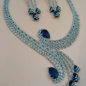 Classic American Diamond Bridal Jewelry <b>Set</b> Two-Piece Necklace and Earrings <b>for</b> <b>Wedding</b> Fashionable Classic Style - Product Image 1