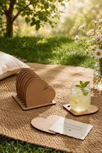 Sous-verres artisanaux en bois pour boissons, absorbants, isolants, empilables, ronds, fabriqués en Inde par Arif Handicrafts - Product Image 1