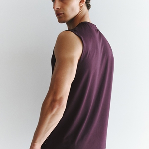 Pink Sleeveless Blue Eco-Friendly 100% Cotton Casual Breathable Knitted O-Neck Vacay Mode Front Logo Design - Product Image 2