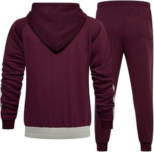 <b>Men's</b> Black Red Color Blocking Hooded Tracksuit Full Zip <b>Jacket</b> Matching Pants Casual Sportswear Winter Breathable Reversible - Product Image 6