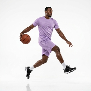 Vêtements de sport personnalisés en gros avec logo OEM, respirants, 100% polyester, col rond, manches courtes, poches, taille élastique, pour hommes et femmes - Product Image 6