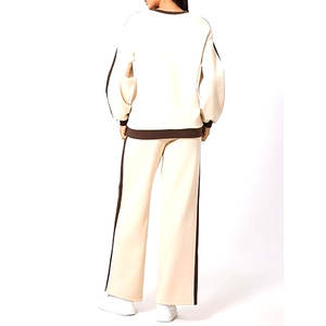 Conjunto de 2 piezas para mujer, conjunto de sudadera y pantalones de chándal con bloques de color, conjunto informal de forro polar, ropa cómoda para estar en casa - Product Image 3