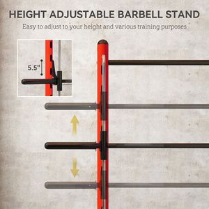 Stazione Multifunzione Regolabile con Rack per Squat, Barra per Trazioni e Barra per Bilanciere, Half Rack per Panca Piana - Rosso - Product Image 4