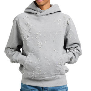 Best Selling Mens <b>Distressed</b> Hoodie <b>Top</b> Stylish Winter Wear Basicscotton blended - Product Image 5