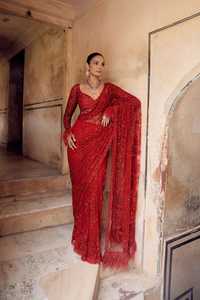Sari en tissu de soie papillon exclusif et élégant, orné de sequins et de broderies, pour femmes, idéal pour les mariages et la plage, Inde et Pakistan - Product Image 6
