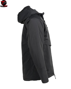 Veste d'hiver noire haut de gamme en softshell imperméable pour l'extérieur, fermeture intégrale sur le devant, deux poches verticales sur la poitrine, ajustable, pour la chasse - Product Image 2