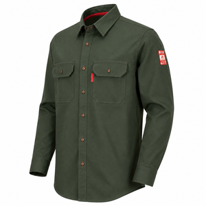 Chemise de travail personnalisée en coton ignifuge, couleur unie, vêtements de sécurité, manches longues, vêtements de protection, uniformes en gros, OEM - Product Image 1