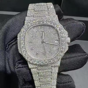 นาฬิกาโมอิสซาไนต์ลดราคาสุดฮอต ผ่านการทดสอบเพชร หรูหรา ประดับเพชรเต็มเรือน นาฬิกาโมอิสซาไนต์อัตโนมัติ สไตล์ฮิปฮอป - Product Image 1