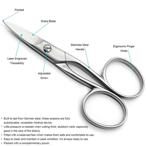 Ciseaux de manucure et pédicure multifonctionnels en acier inoxydable de haute qualité, durables, avec pointe droite et tranchante pour la coupe des cuticules et des ongles - Product Image 5