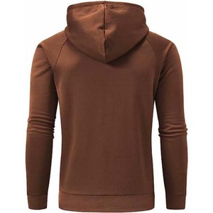 Sweat-shirt à capuche uni pour homme, manches raglan, pull décontracté avec poche avant, coupe classique, en coton tricoté, pour l'automne - Product Image 5