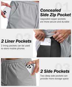 Shorts de sport pour hommes avec logo personnalisé, fabriqués en usine, séchage rapide, respirants, taille mi-haute, pour l'entraînement, décontractés et confortables - Product Image 5