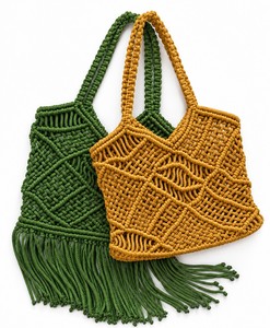 Sac à bandoulière en macramé jaune moutarde le plus vendu pour femmes, sac fourre-tout bohème en coton fait main pour usage quotidien à la plage, disponible à la vente - Product Image 5