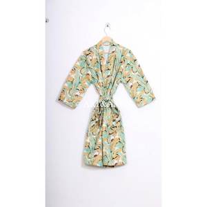 Hand-Stitched Black Patchwork Floral Design Summer Kimono Bath Robe Cut Work Cardigan Handmade Multi Kantha Quilted Quick Dry - Product Image 6