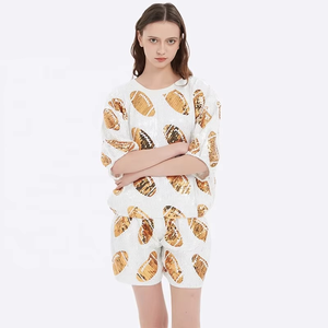 Women <b>Sequin</b> Two Piece Set White Gold Dot Print Loose Fit Casual O Neck <b>Top</b> Shorts Spring Summer Knitted Polyester - Product Image 4