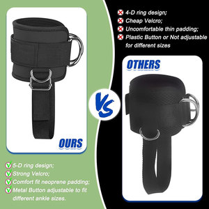 Adjustable Black <b>Ankle</b> Guards with Metal Rings Hook and Loop Closure for Fitness <b>Support</b> Unisex Adult Protection - Product Image 2