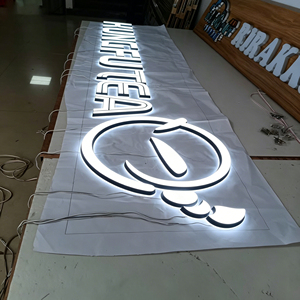 Panneau LED d'extérieur en acrylique et acier inoxydable, rétroéclairé et lumineux, avec mini logo et police lumineuse, pour enseigne de magasin, blanc chaud 2700K, facile à installer - Product Image 1