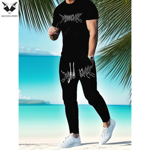 Conjunto Casual de Dos Piezas para Hombre, Otoño, Cuello Redondo, Camiseta de Manga Corta de Felpa y Pantalones con Cordón Ajustable, con Logotipo Personalizado - Product Image 6