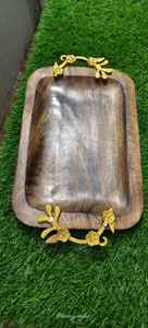 Plateau de service carré en bois poli, compatible lave-vaisselle, motif uni, cadeau d'affaires TAQI CRAFT INTERNATIONAL Utter Pradesh - Product Image 4