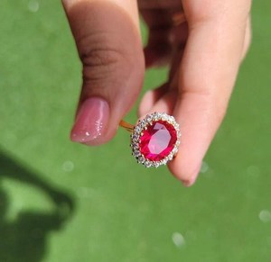 Floral Ruby Statement <b>Ring</b> 925 Sterling Silver 14K Gold Plated Handmade Elegant Jewelry Gift For Women - Product Image 1