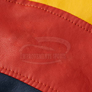 Veste de moto en cuir de couleur contrastée, légère, avec fermeture éclair complète, vestes de moto en cuir pour hommes - Product Image 6