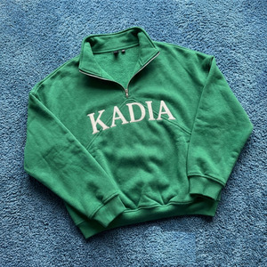 Sudadera con capucha y cremallera de un cuarto, transpirable, con LOGO personalizado, de manga larga, para hombre, de algodón, estilo crop, para fitness, gimnasio, entrenamiento, holgada. - Product Image 5