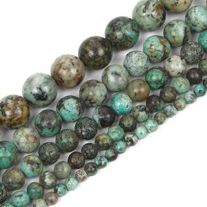 Cuentas redondas de turquesa africana natural, piedras preciosas sueltas para la fabricación de pulseras, collares y joyería, lote a granel. - Product Image 3