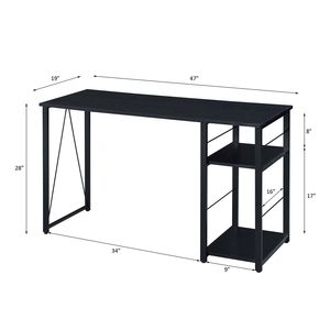 <b>Black</b> Rectangular <b>Computer</b> <b>Desk</b> with 2 Tier Shelf for Writing and Organization - Product Image 3