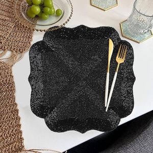 Handmade Modern Glass <b>Beads</b> and Satin <b>Placemat</b> for Dining Table Decoration Home Hotel Banquet Wedding Use - Product Image 1