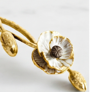 Beautiful White Flower Design Handle Gold Brass Silver Head Cake Server For Gifting Festive Occasion And Elegant Dessert Serving - Product Image 3