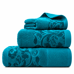 Toalla de Baño Jacquard Suave y Absorbente, Paño de Lavado Facial con Bloques de Color y Rayas, Toallita Pequeña de Algodón para Spa en Casa - Product Image 1