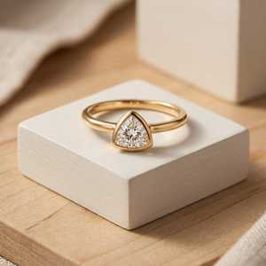 Wholesale Premium 0.50CT Trillion Cut Lab Grown Diamond Solitaire Love Ring 10K 14K 18K Solid Gold Engagement Ring Proposal Ring - Product Image 2
