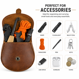 Funda de Cinturón de Cuero Genuino Hecha a Mano, Bolsa Compacta para Herramientas y Accesorios de Uso Diario - Product Image 4