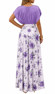 Vestido Largo de Gasa con Estampado Floral, Cuello en V, Sin Mangas, Corte en A, Cintura Natural, Vestido Formal de Verano para Mujer - Product Image 3
