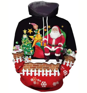 Sweat à capuche pour homme 100% coton, uni, hiver, écologique, respirant, en polaire, imprimé 3D, costume de Noël pour homme - Product Image 2
