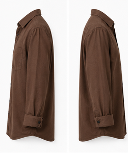 เสื้อเชิ้ตผู้ชายสีน้ำตาล ปกพับได้ แขนยาว สไตล์ลำลอง - Product Image 5