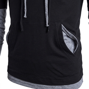 <b>Men's</b> Casual 100% Cotton Fleece Hooded Sweater 2-Color Solid Pattern Lined Design Winter Season Plain Dyed Polyester/Cotton - Product Image 5
