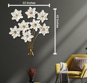 งานศิลปะตกแต่งผนังลายดอกไม้โลหะสมัยใหม่ สีทอง งานแฮนด์เมด สำหรับตกแต่งบ้าน ขนาดกลาง 25-32 นิ้ว - Product Image 6