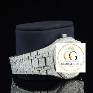 Indian Exporter Silver Iced Out Moissanite Diamond Watch for Men or Luxury Bling Watch Available for Bulk Quantity - Product Image 2