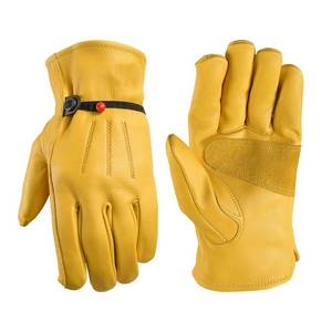 Gants de sécurité en cuir jaunes, longueur poignet, respirants, non doublés, pour usage extérieur - Product Image 1
