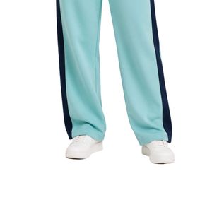 Conjunto de dos piezas informal personalizado para mujer, camiseta de manga corta y pantalones anchos en azul marino y acuático, con paneles en contraste. - Product Image 4