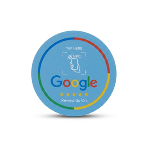 Tarjeta de reseñas de Google de PVC troquelada redonda personalizada, adhesiva, con código QR, para comentarios de negocios, tarjeta inteligente - Product Image 3