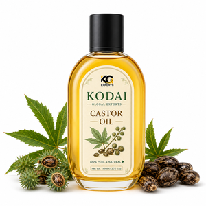 Huile de ricin pure naturelle 100% pure pressée à froid, liquide, pour les soins des cheveux et de la peau, 110 ml, bouteille d'exportation avec prise US, Tamil Nadu - Product Image 1
