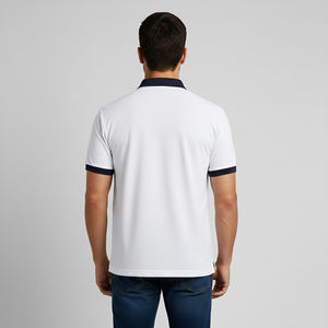 Camisas de hombre de alta calidad, 100% algodón tejido, con logotipo bordado personalizado, cuello en contraste, 3 botones, transpirables, tipo polo. - Product Image 6