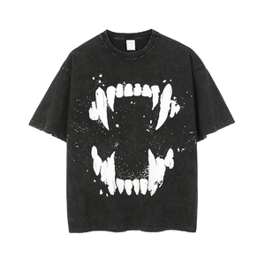Camiseta Oversize de Algodón 100% Vintage Lavado a la Piedra para Hombre, Diseño Personalizado, Impresión Digital con Efecto Ácido, Venta al por Mayor del Fabricante - Product Image 2