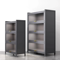 Armario de Almacenamiento de Hierro con Puerta Abatible, Diseño Moderno, a Prueba de Polvo, Gran Capacidad, para Muebles de Hogar en la Sala de Estar